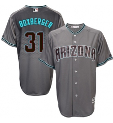 Men's Majestic Arizona Diamondbacks #31 Brad Boxberger Authentic Gray/Turquoise Cool Base MLB Jersey