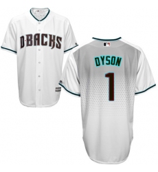 Men's Majestic Arizona Diamondbacks #1 Jarrod Dyson Authentic White/Capri Cool Base MLB Jersey