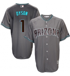 Men's Majestic Arizona Diamondbacks #1 Jarrod Dyson Replica Gray/Turquoise Cool Base MLB Jersey