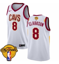 Women's Nike Cleveland Cavaliers #8 Jordan Clarkson Authentic White 2018 NBA Finals Bound NBA Jersey - Association Edition