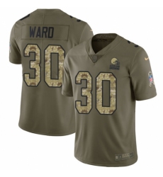 Men's Nike Cleveland Browns #30 Denzel Ward Limited Olive/Camo 2017 Salute to Service NFL Jersey