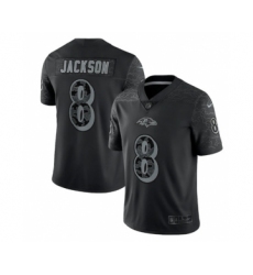 Men's Baltimore Ravens #8 Lamar Jackson Black Reflective Limited Stitched Football Jersey