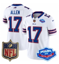 Youth Buffalo Bills #17 Josh Allen White 2025 F U S E Farewell Season Gold Shield Stitched Football Jersey