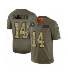 Men's New York Jets #14 Sam Darnold 2019 Olive Camo Salute to Service Limited Jersey