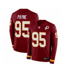 Men's Nike Washington Redskins #95 Da'Ron Payne Limited Burgundy Therma Long Sleeve NFL Jersey