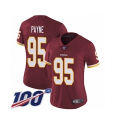 Women's Washington Redskins #95 Da'Ron Payne Burgundy Red Team Color Vapor Untouchable Limited Player 100th Season Football Jersey