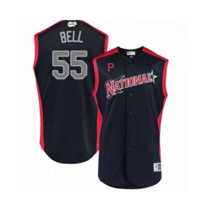 Youth Pittsburgh Pirates #55 Josh Bell Authentic Navy Blue National League 2019 Baseball All-Star Jersey
