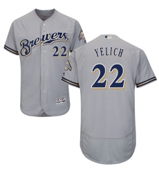 Men's Milwaukee Brewers #22 Christian Yelich Grey Flexbase Authentic Collection Stitched MLB Jersey