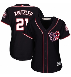 Women's Majestic Washington Nationals #21 Brandon Kintzler Replica Navy Blue Alternate 2 Cool Base MLB Jersey