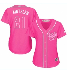 Women's Majestic Washington Nationals #21 Brandon Kintzler Replica Pink Fashion Cool Base MLB Jersey