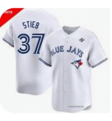 Men's Toronto Blue Jays #37 Dave Stieb White Flex Base Stitched Jersey