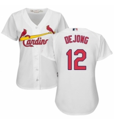 Women's Majestic St. Louis Cardinals #12 Paul DeJong Authentic White Home Cool Base MLB Jersey