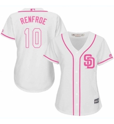Women's Majestic San Diego Padres #10 Hunter Renfroe Authentic White Fashion Cool Base MLB Jersey