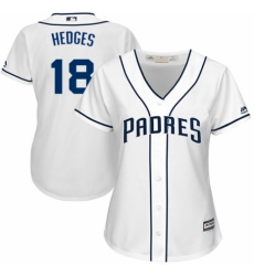 Women's Majestic San Diego Padres #18 Austin Hedges Authentic White Home Cool Base MLB Jersey