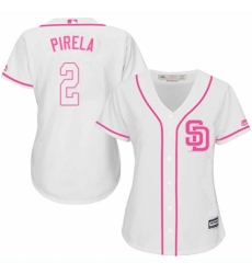 Women's Majestic San Diego Padres #2 Jose Pirela Authentic White Fashion Cool Base MLB Jersey