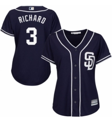 Women's Majestic San Diego Padres #3 Clayton Richard Authentic Navy Blue Alternate 1 Cool Base MLB Jersey