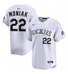 Men's Colorado Rockies #22 Mickey Moniak White Home Limited Stitched Baseball Jersey