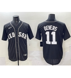 Men's Boston Red Sox #11 Rafael Devers Black Lights Out Limited Stitched Baseball Jersey