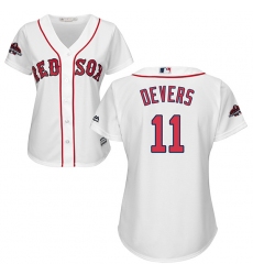 Women's Majestic Boston Red Sox #11 Rafael Devers Authentic White Home 2018 World Series Champions MLB Jersey