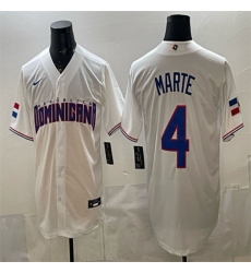 Men's Dominican Republic Baseball #4 Ketel Marte White 2026 World Baseball Classic Home Stadium Stitched Jersey