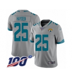 Youth Jacksonville Jaguars #25 D.J. Hayden Silver Inverted Legend Limited 100th Season Football Jersey