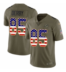 Men's Nike Miami Dolphins #85 A.J. Derby Limited Olive/USA Flag 2017 Salute to Service NFL Jersey