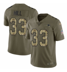 Men's Nike New England Patriots #33 Jeremy Hill Limited Olive/Camo 2017 Salute to Service NFL Jersey
