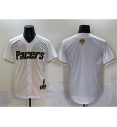 Men's Indiana Pacers Blank White Gold 2025 Finals Vapor Stitched Baseball Jersey