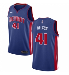 Men's Nike Detroit Pistons #41 Jameer Nelson Swingman Royal Blue NBA Jersey - Icon Edition