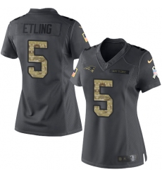 Women's Nike New England Patriots #5 Danny Etling Limited Black 2016 Salute to Service NFL Jersey