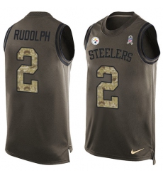 Men's Nike Pittsburgh Steelers #2 Mason Rudolph Limited Green Salute to Service Tank Top NFL Jersey