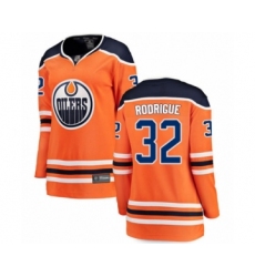Women's Edmonton Oilers #32 Olivier Rodrigue Authentic Orange Home Fanatics Branded Breakaway Hockey Jersey