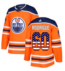 Youth Adidas Edmonton Oilers #60 Olivier Rodrigue Authentic Orange USA Flag Fashion NHL Jersey