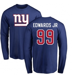 NFL Nike New York Giants #99 Mario Edwards Jr Royal Blue Name & Number Logo Long Sleeve T-Shir
