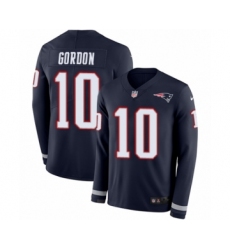 Men's Nike New England Patriots #10 Josh Gordon Limited Navy Blue Therma Long Sleeve NFL Jersey