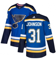 Men's Adidas St. Louis Blues #31 Chad Johnson Authentic Royal Blue Home NHL Jersey
