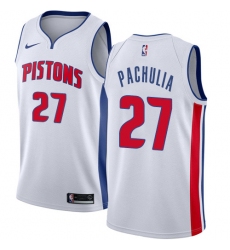 Youth Nike Detroit Pistons #27 Zaza Pachulia Swingman White NBA Jersey - Association Edition