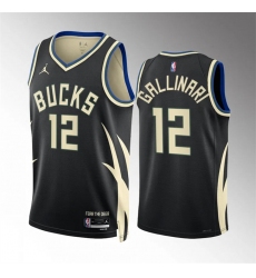 Men's Milwaukee Bucks #12 Danilo Gallinari Black Statement Edition Stitched Basketball Jersey