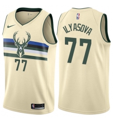 Women's Nike Milwaukee Bucks #77 Ersan Ilyasova Swingman Cream NBA Jersey - City Edition