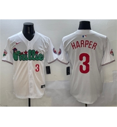 Mens Philadelphia Phillies #3 Bryce Harper White Phanatic Limited Stitched Jersey