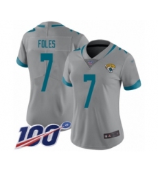 Women's Jacksonville Jaguars #7 Nick Foles Silver Inverted Legend Limited 100th Season Football Jersey