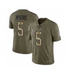Men's Seattle Seahawks #5 Jason Myers Limited Olive Camo 2017 Salute to Service Football Jersey