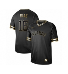 Men's Houston Astros #16 Aledmys Diaz Authentic Black Gold Fashion Baseball Jersey