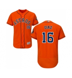 Men's Houston Astros #16 Aledmys Diaz Orange Alternate Flex Base Authentic Collection Baseball Jersey