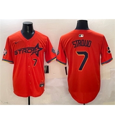 Men's Houston Astros #7 C.J. Stroud Orange 2025 City Connect With Texas Limited Stitched Baseball Jersey