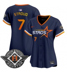 Women's Houston Astros #7 C.J. Stroud Navy 2025 City Connect Limited Stitched Baseball Jersey(Run Small)