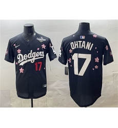 Men's Los Angeles Dodgers #17 Shohei Ohtani Black 2025 World Series Tokyo Series Limited Stitched Baseball Jersey
