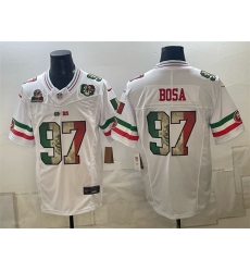 Men's San Francisco 49ers #97 Nick Bosa White Mexico 80th Anniversary Five Time Super Bowl Champions 2026 F.U.S.E. Vapor Untouchable Limited Football Stitc
