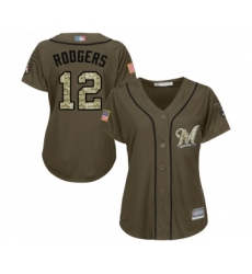 Women's Milwaukee Brewers #12 Aaron Rodgers Authentic Green Salute to Service Baseball Jersey