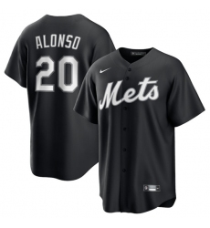 Men's New York Mets #20 Pete Alonso Black Lights Out Limited Stitched Baseball Jersey